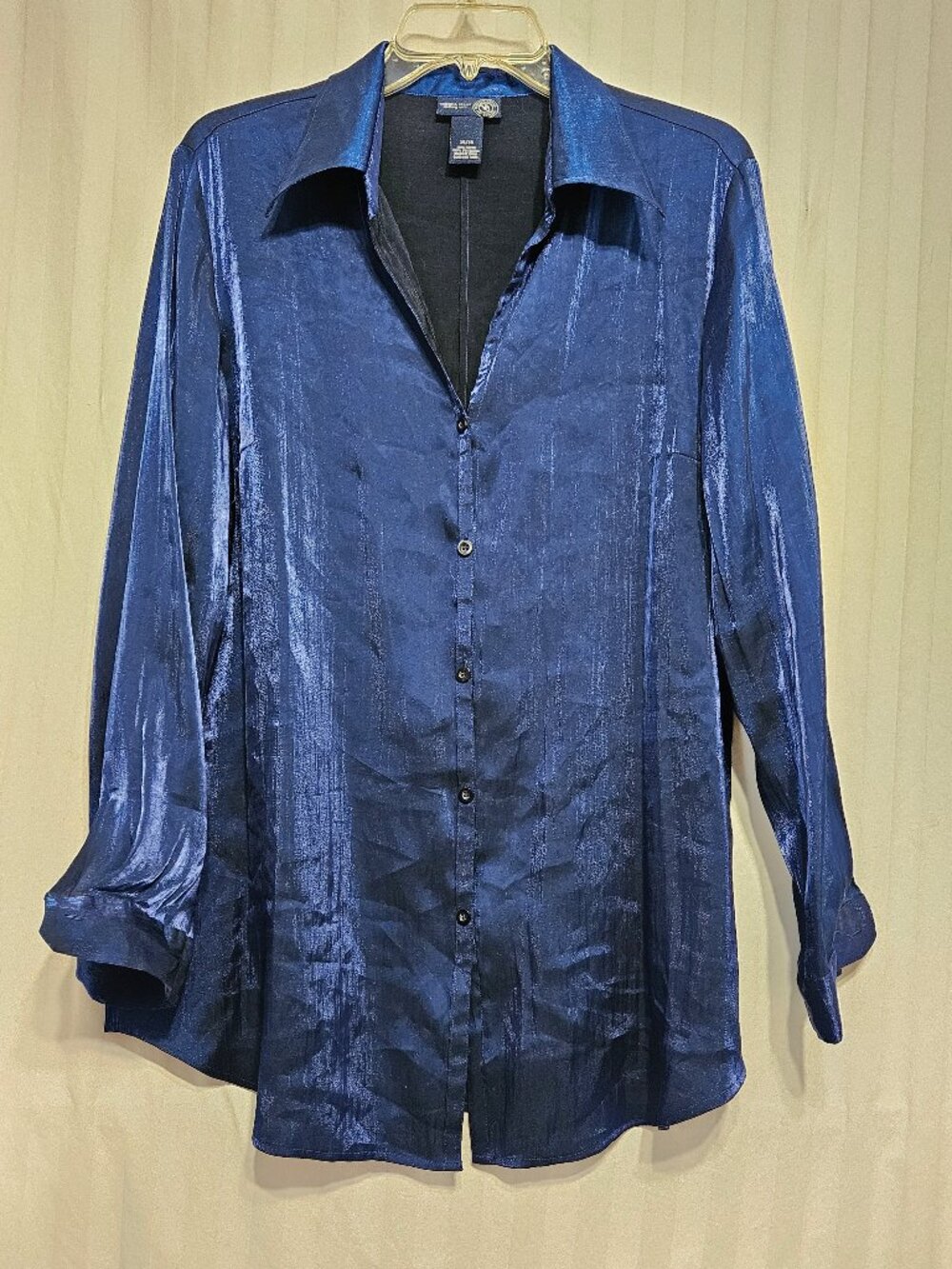 Vintage, Venezia Jeans Clothing Co. Indigo Blue Shimmer button-down blouse
